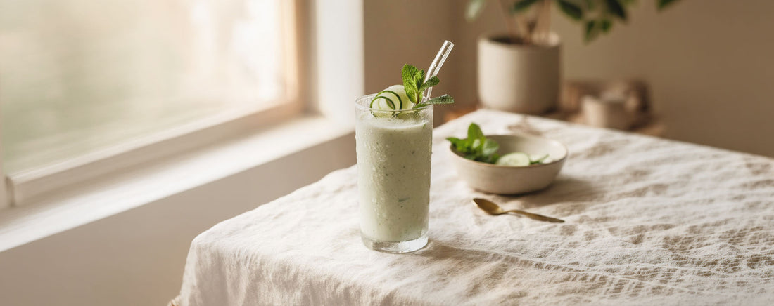 Cucumber Mint Yoghurt Smoothie for Hot Flush Days